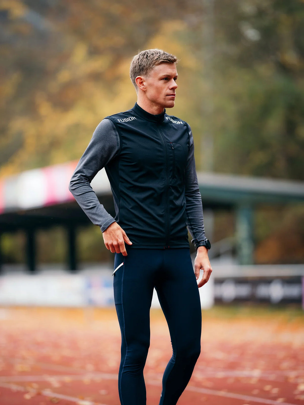 FUSION C3 Zip Neck Running Shirt Male